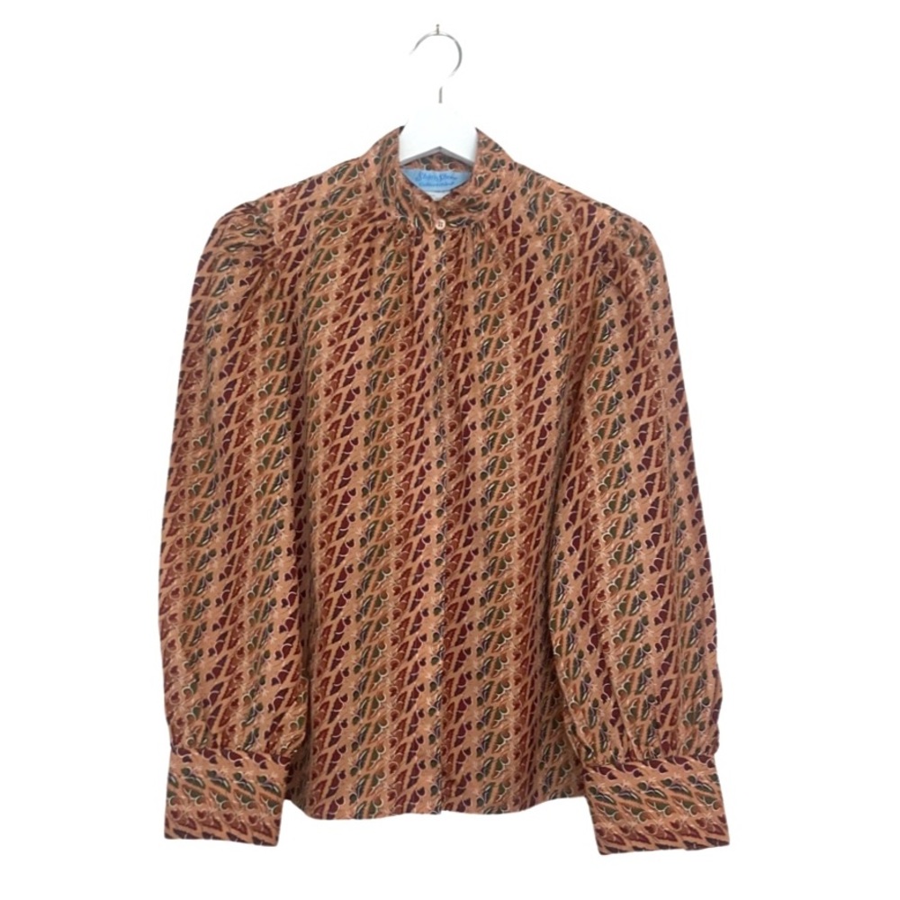 Vintage | Autumnal Scroll Print Secretary Blouse